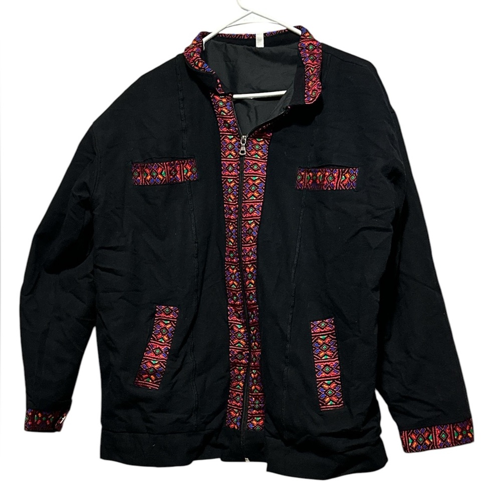 Hand Embroidered Women’s Zipper Jacket Size XL